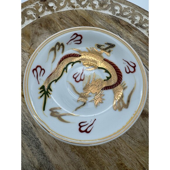 Sunray Kutani Teacup & Saucer Dragonware Moriage Dragon Gold Japan Handpainted - Picture 8 of 11